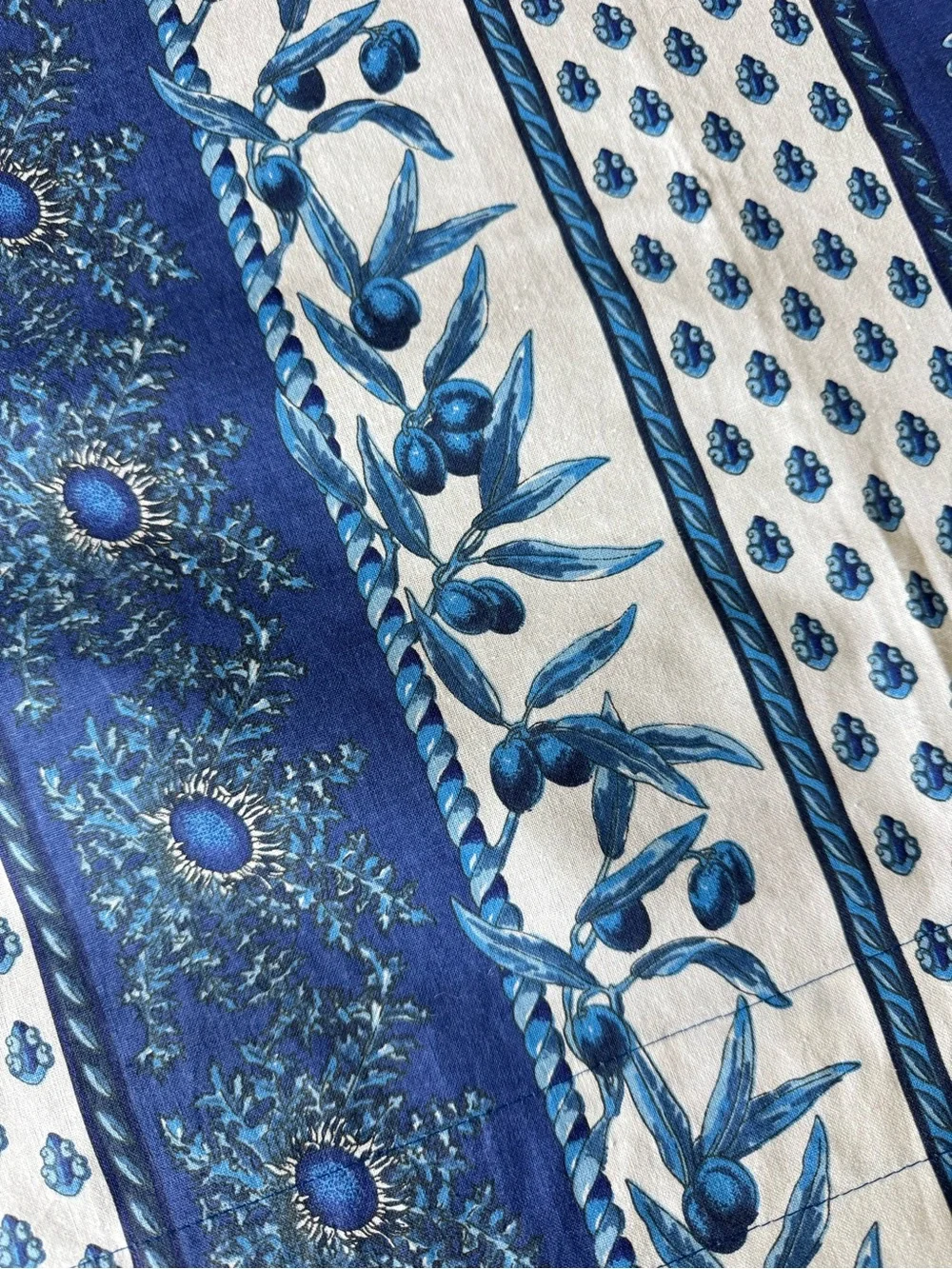 French Country Living Provence Table Runner Window Valance Blue Floral Olive